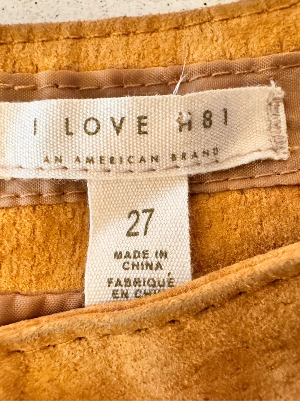 I Love H81 Camel Suede Leather Mini Skirt